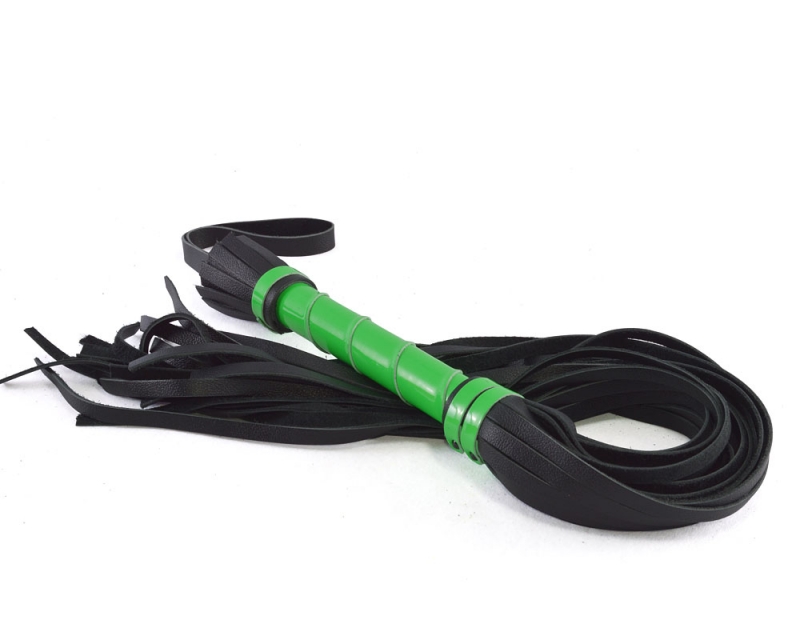 Флоггер с хвостами "Sitabella" зеленая рукоять, кожа 